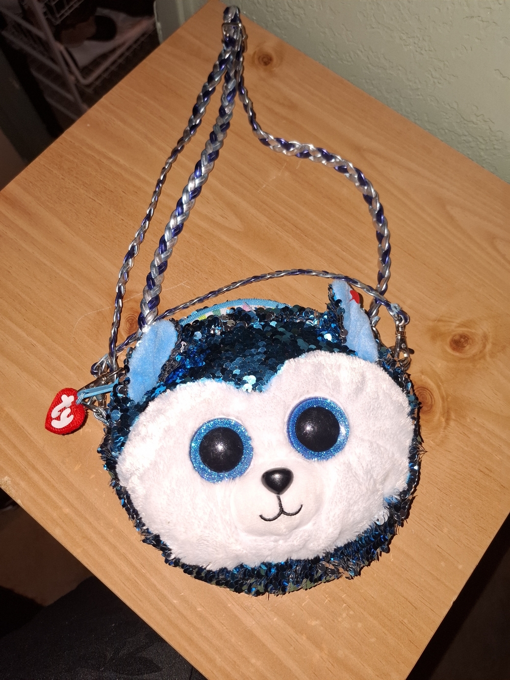 Ty Blue Sequin Husky Kids Crossbody Bag